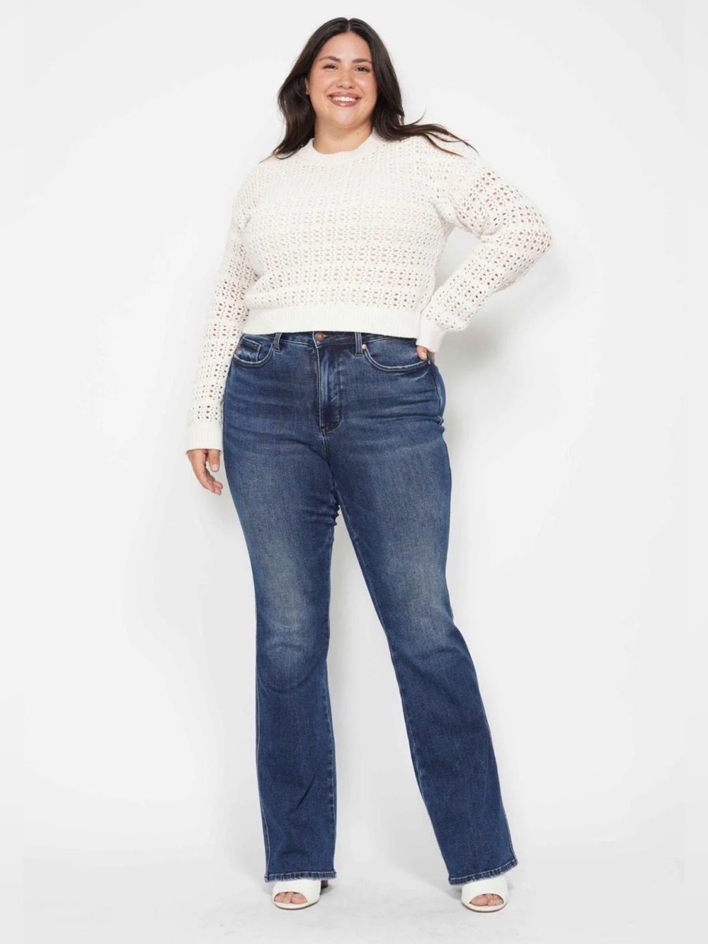 Judy Blue High Waist Tummy Control back pocket embroidery boot cut denim - Picture 2 of 14